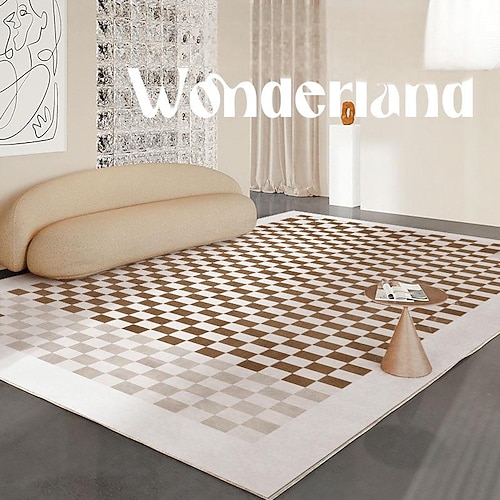 Teppich im nordischen Stil, großer Teppich in warmen Tönen für das Wohnzimmer, weiche Bodenmatte für das Schlafzimmer, modernes Luxussofa Couchtischteppich, vollflächige Wohndekoration Image