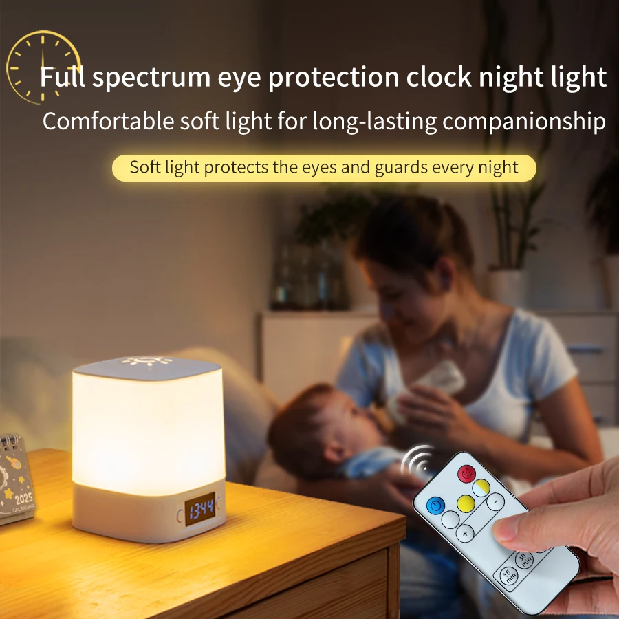 Bedhead LED Nachtlicht Dimmbare Lade Desktop Nachtlicht mit Uhr Zeit Display Schlafzimmer Dekoration Kann Fernbedienung Werden