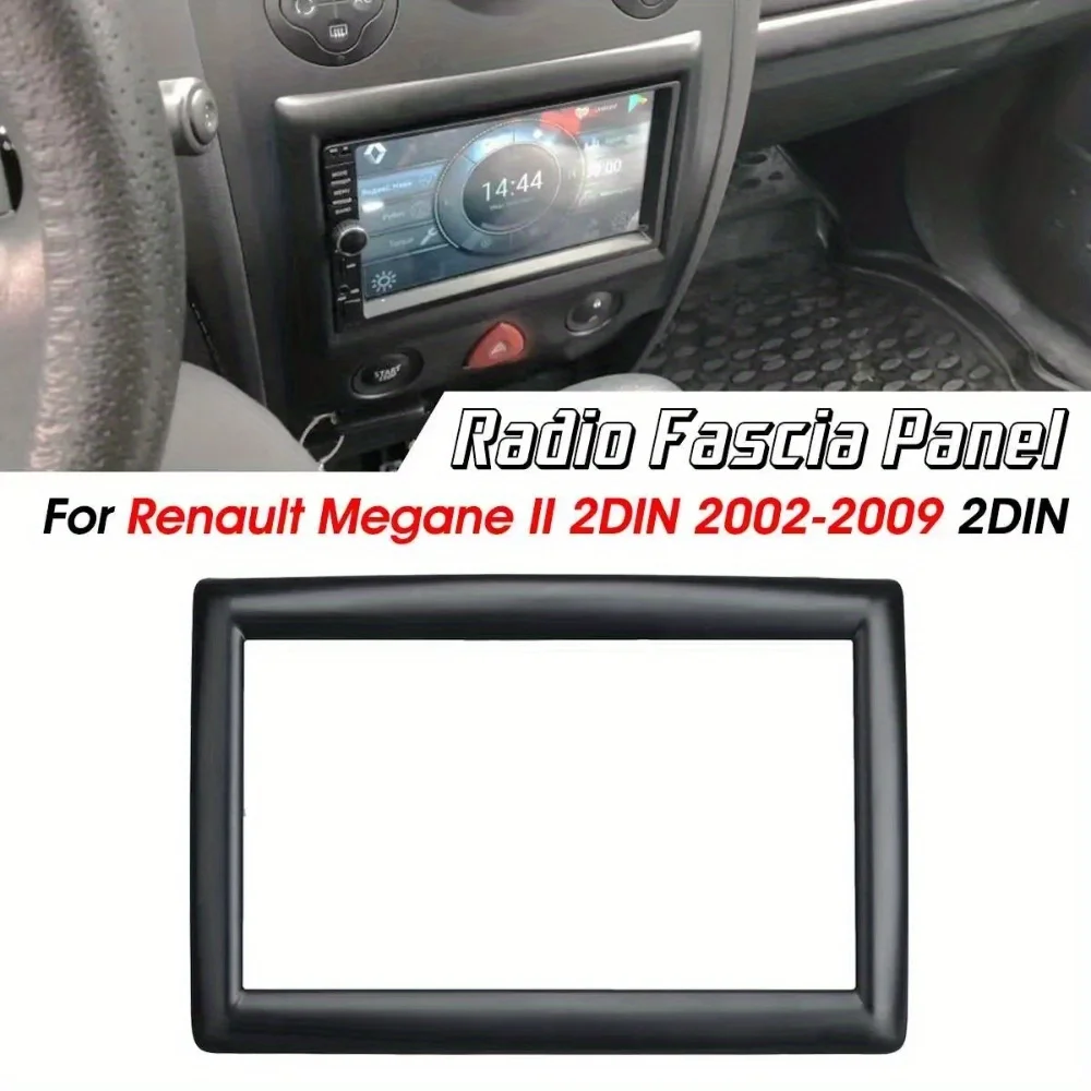 Doppelte 2-Din-Radio-Blende für Renault für Megane 2 2002–2009, Stereo-Panel-Armaturenbrett-Kit, Nachrüstung der Installationsverkleidung, Gesichtsrahmen-Lünette Image