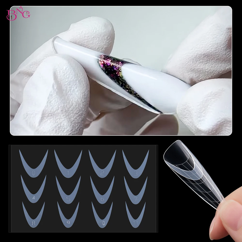 24 Stück Duet System Dual Forms Nagelaufkleber Französische Silikonform für Nägel Innenpolster Leitungsführungsband Wiederverwendbare Builder Tools Image
