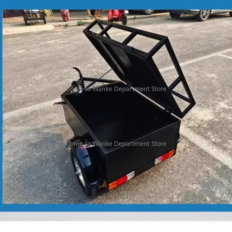 Motorrad-Elektrofahrzeug-Fahrradanhänger, kleiner Traktionsanhänger für Einkauf und Supermarkt, Heckanhänger, kleiner Reiseanhänger Image