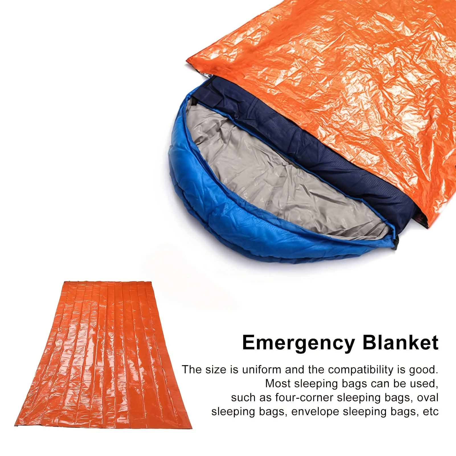 2-teiliger Notfallschlafsack, tragbare isolierte Campingtasche, isolierter Survival-Schlafsack, geeignet zum Wandern, Camping Image