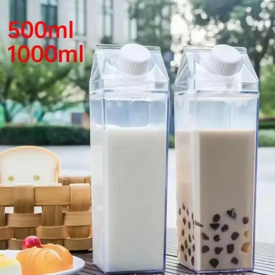 500/1000 ml Heißer Verkauf Kreative Milch Box Transparent Wasser Tasse Frische und Bequeme Tasse Einfache Kunststoff Tasse Milch tasse Image