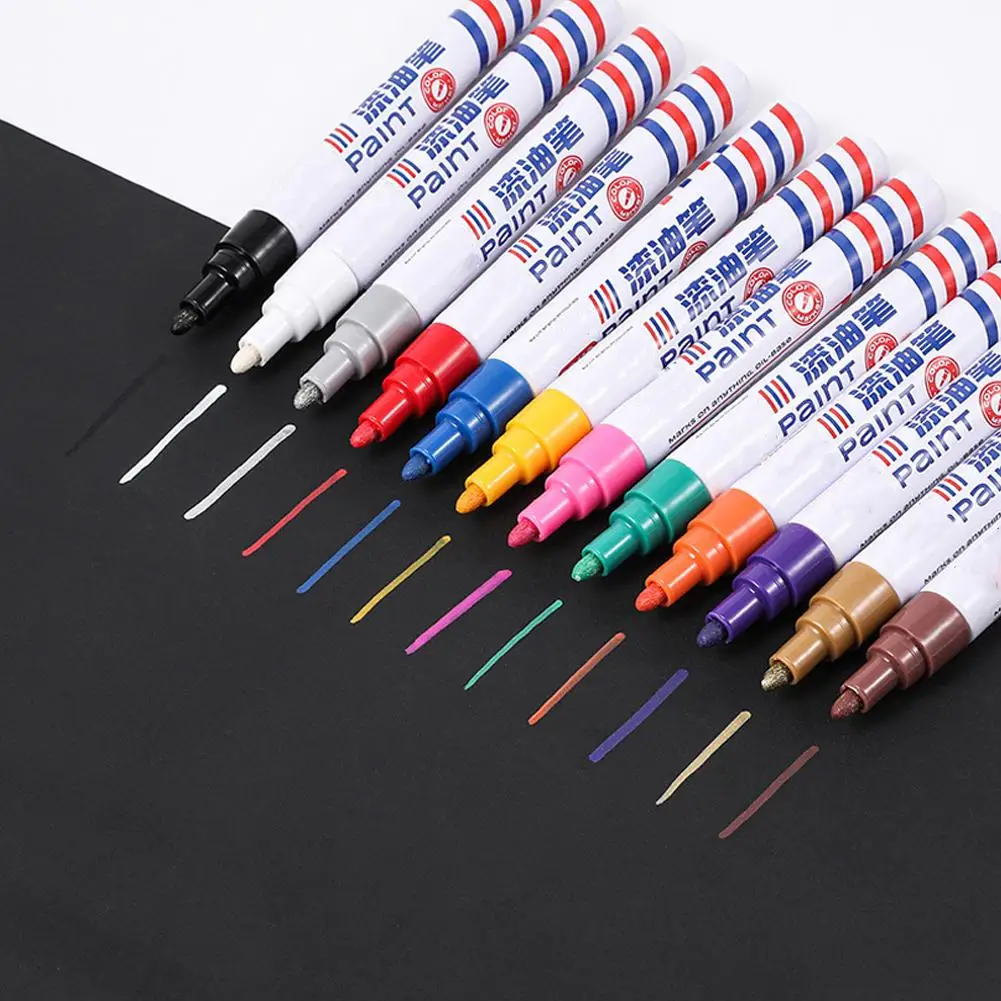 Autokratzer-Reparatur-Lackstift-Set – schnell trocknende, wasserfeste Ausbesserungsstifte aus Metall, Markierungsstifte auf Ölbasis für den automatischen Kratzerentferner Image