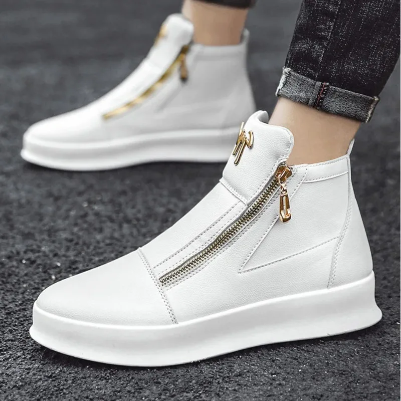 2025 neue Casual High-top Für Männer Marke Knöchel Mode Weiß Skateboard Luxus Plattform Leder Sport Schuhe männer stiefel