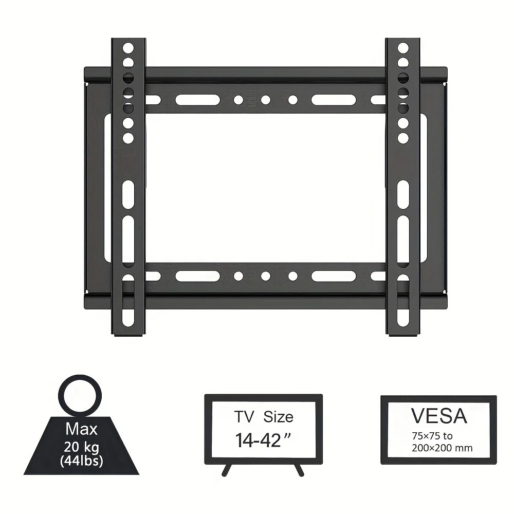 BEISHI Feste TV-Wandhalterung, Monitorhalter, verstellbare TV-Halterung für 14–32 Zoll TV-Rack, VESA 200 x 200 mm, platzsparend Image
