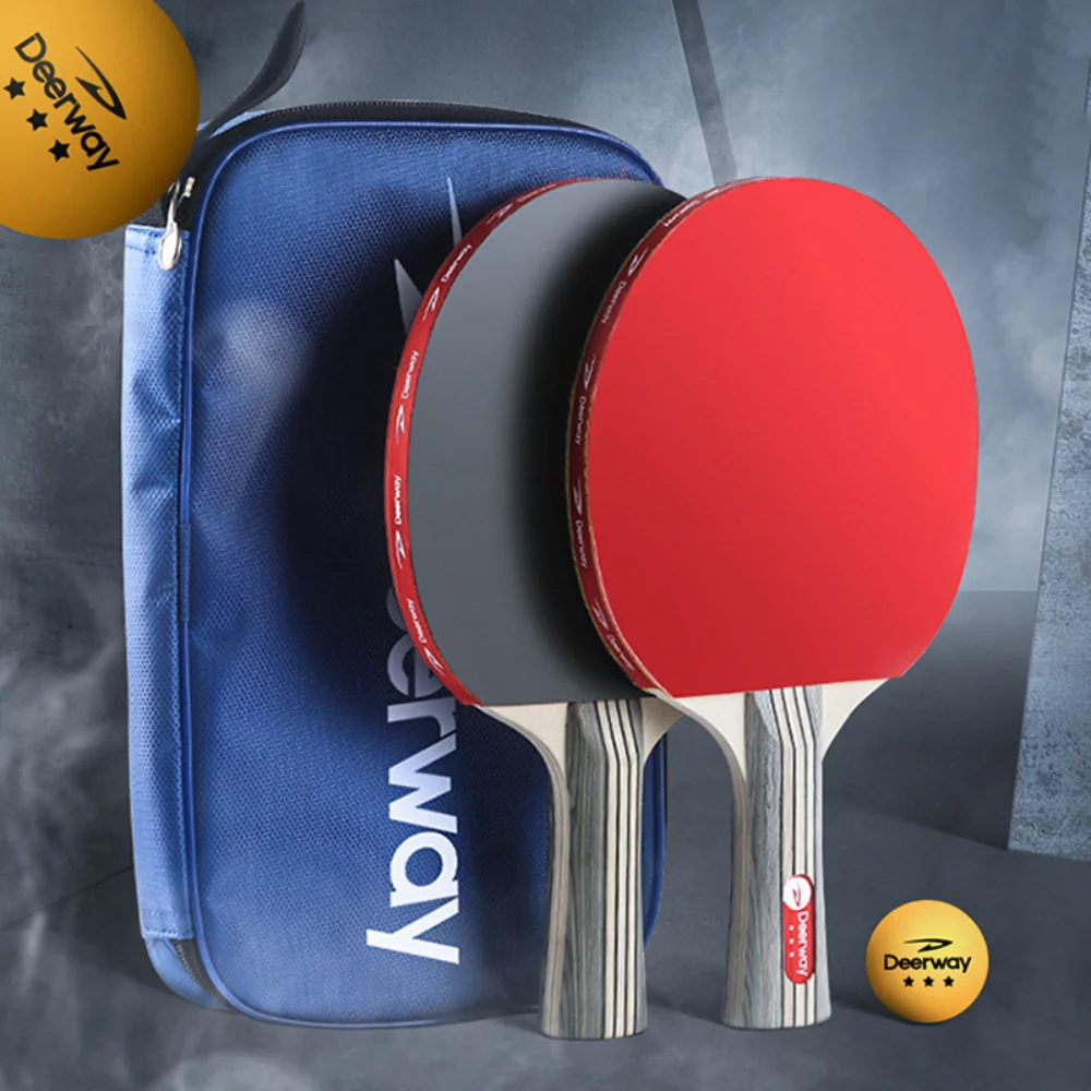 2 Stück Tischtennisschläger, doppelseitig, umgekehrter Klebstoff, reiner Holzboden, horizontaler Schläger – Tischtennisschläger Image