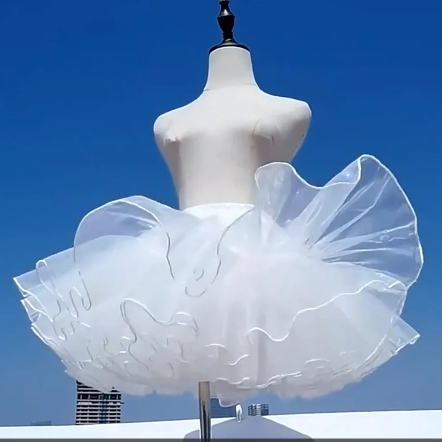 M-XL 5 Schichten 35/40 cm weißer schwarzer Petticoat, flauschiger Lolita-Rock, Unterstützung ohne Knochen, weiches Garn, Baldachin, Kleid-Zubehör, Mädchen, Japan