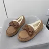 Schuhe Frauen Fliege Natürliche Pelz Schuhe Mokassins Faulenzer Weiche Echtes Leder Stiefel Freizeit Wohnungen Weibliche Casual Schuhe Schuhe