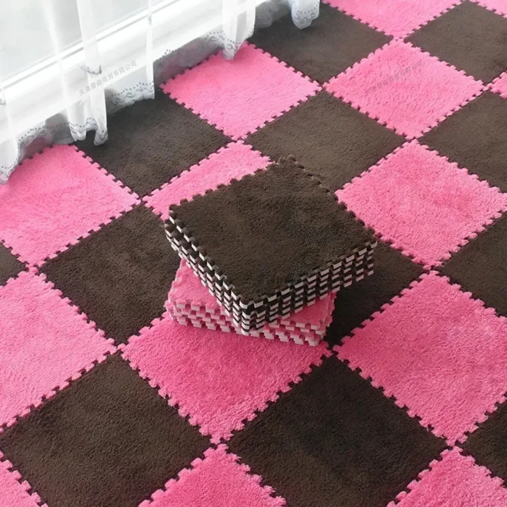 16 Stück Halloween-Babyspielmatte, 30 x 30 cm, rutschfeste ineinandergreifende Spleißmatte für Babys, Kinder, weiche Plüsch-Bodenmatte für Kinderzimmer Image