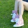 Rosa Damen-Stiefeletten mit Keilabsatz, Metallkappe, Reißverschluss, runde Zehenpartie, Lackleder, kurze Stiefeletten, handgefertigte Damenschuhe, Damen, große Größe 41