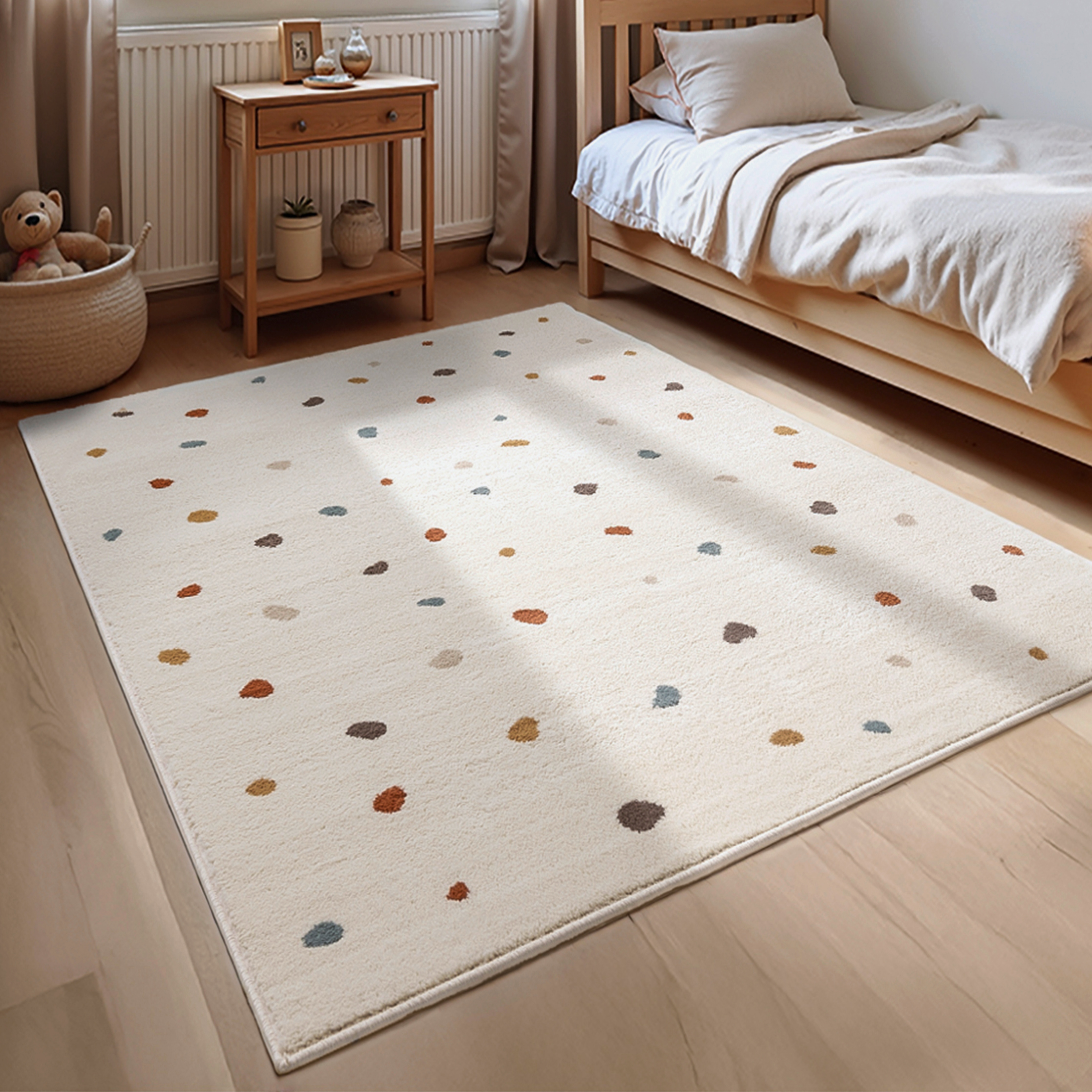 Kinderteppich HANSE HOME "Funny Dots", creme, multifarben, B:200cm H:8mm L:290cm, Polypropylen, Teppiche, Kinderteppich, Spielteppich, Kinderzimmer, Kurzflor, Spielunterlage, auch in rund
