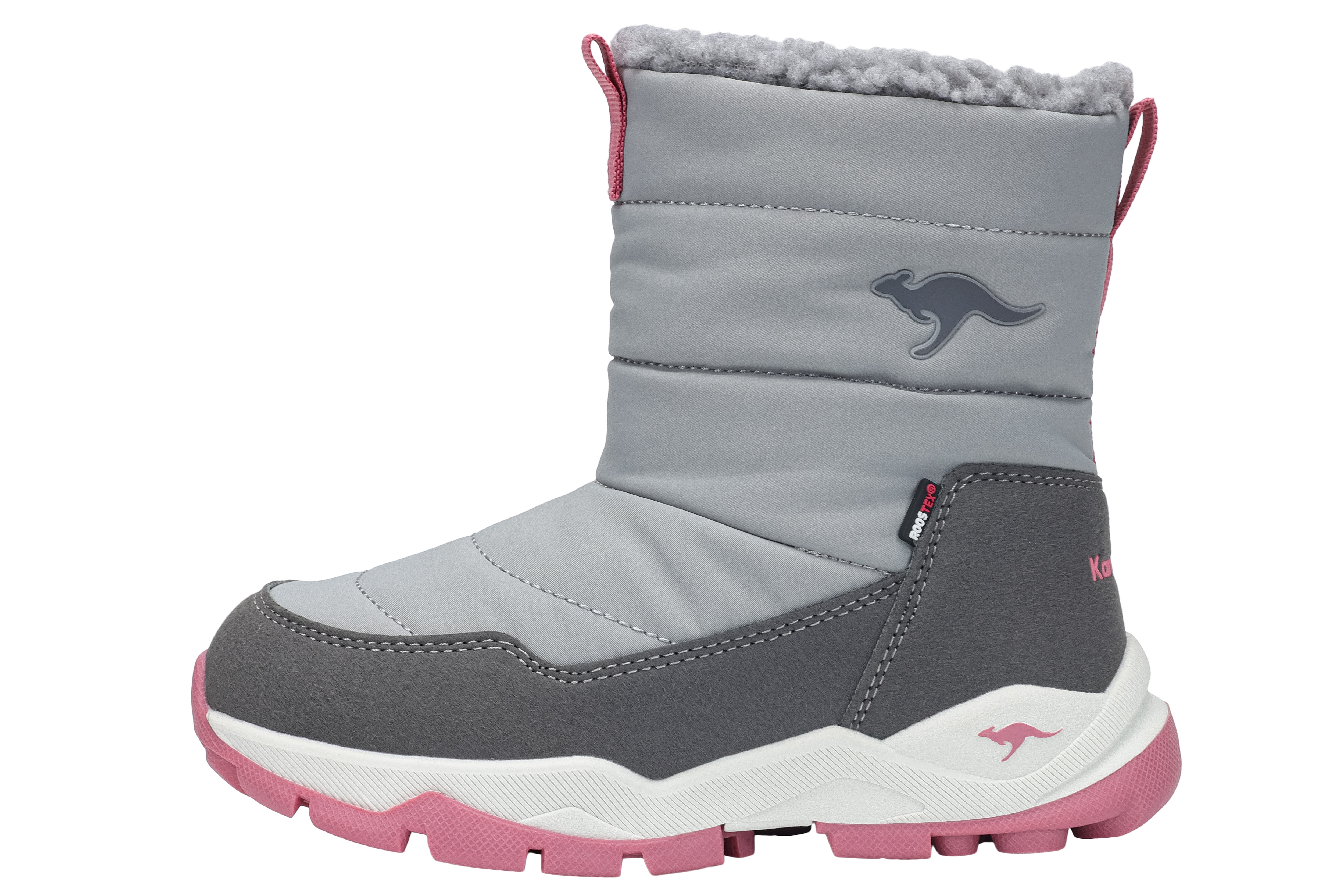 Winterboots KANGAROOS "K-FR FLOKI RTX", Damen, Gr. 31, grau (ultimate grau, dusty rose), Synthetik, Sportlich, Schuhe