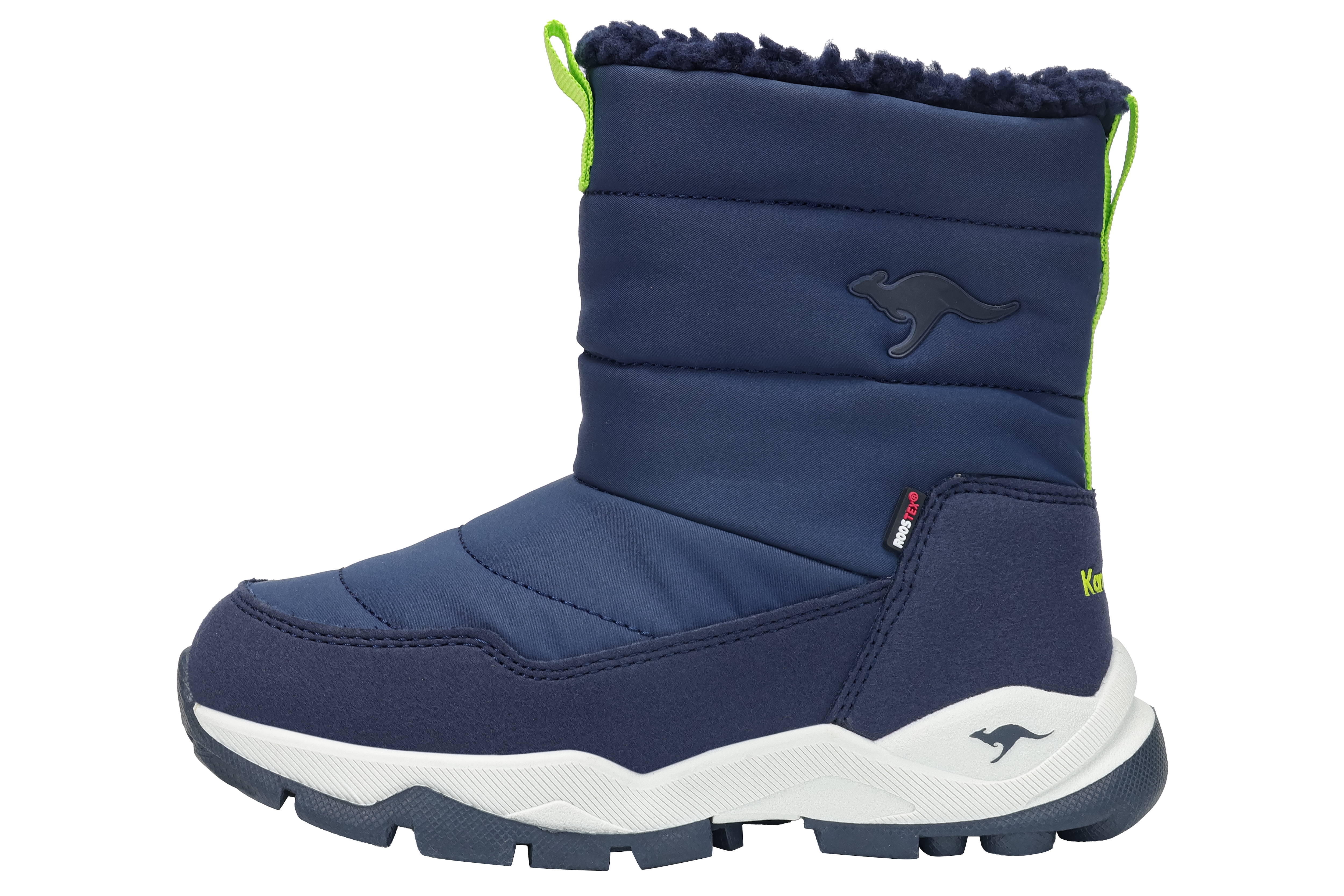 Winterboots KANGAROOS "K-FR FLOKI RTX", Damen, Gr. 29, bunt (dk navy, lime), Synthetik, Sportlich, Schuhe