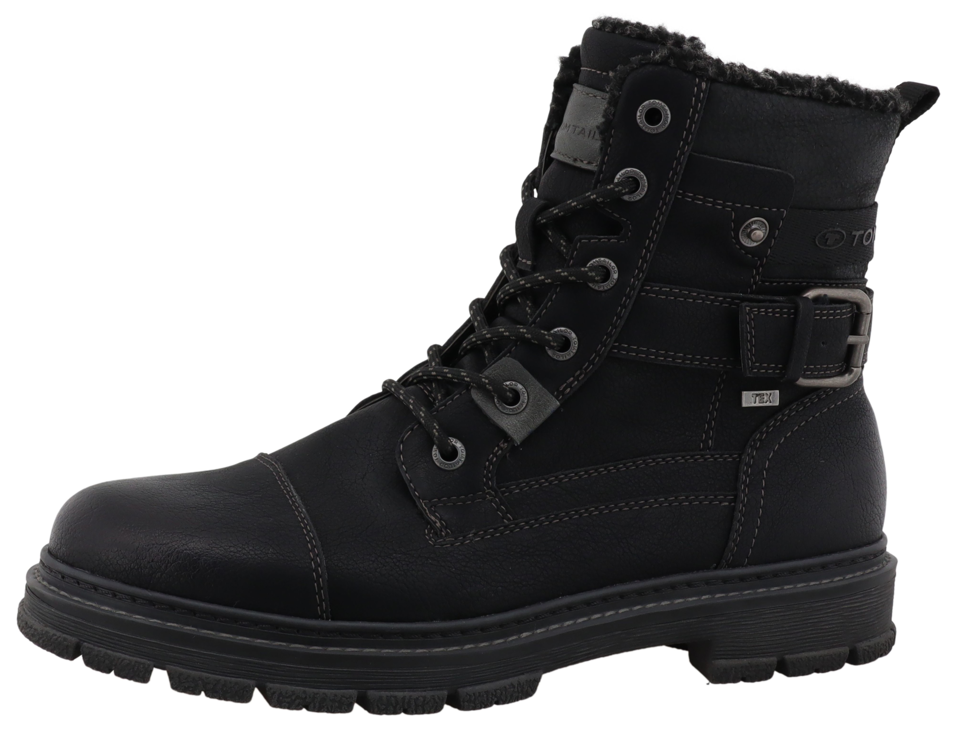 Winterboots TOM TAILOR, Herren, Gr. 41, schwarz, Lederimitat, Schuhe Winterboots, mit Tex-Ausstattung, Weite G