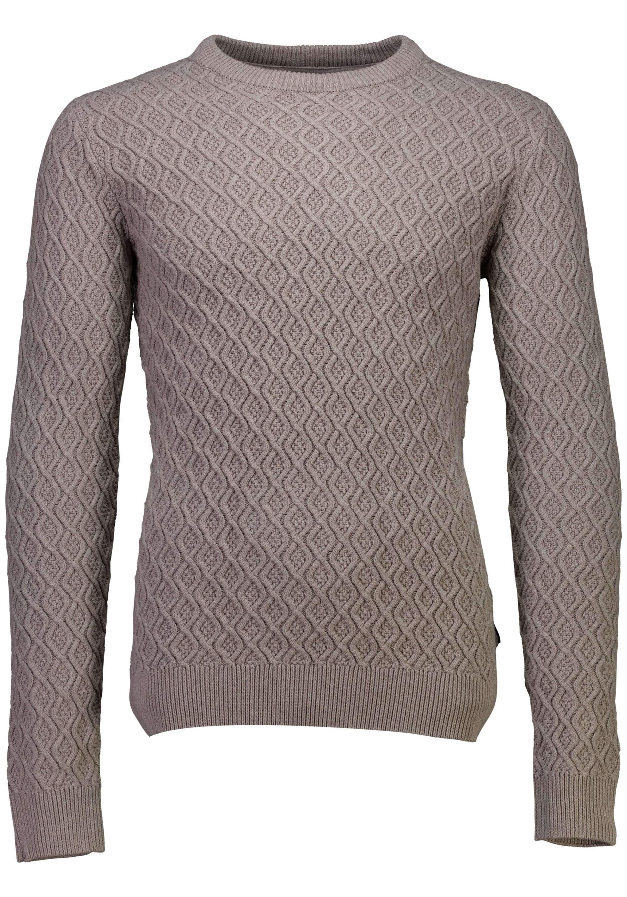 Strickpullover LINDBERGH "Strickpullover Relaxed Fit", Herren, Gr. 3XL, dk sand, Obermaterial: 60% Baumwolle, 40% Polyester, unifarben, Rundhals, Pullover Strickpullover
