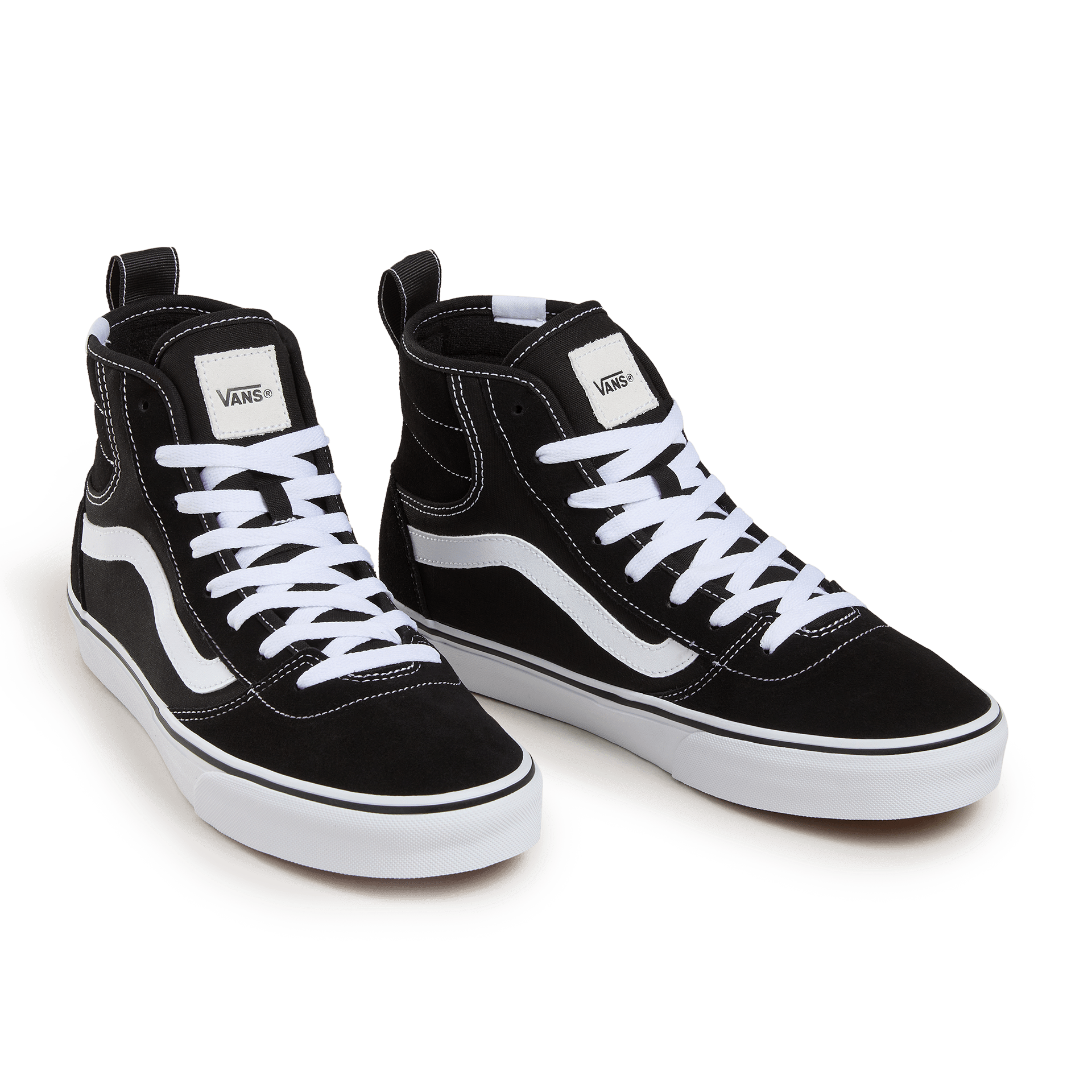 Sneaker VANS "ASHWOOD HI DECON", Damen, Gr. 41, schwarz, weiß, Leder, Synthetik, Textil, Schuhe Sneaker