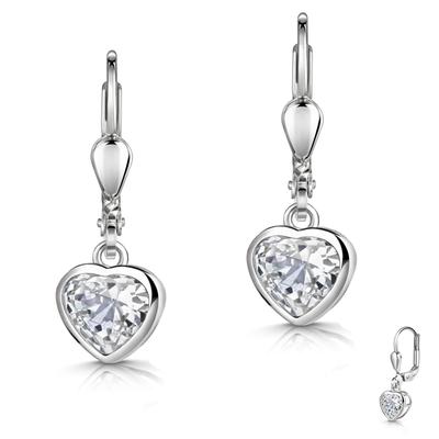 Paar Ohrhänger FIRETTI "Schmuck Geschenk Silber 925 Ohrschmuck Ohrringe Herzform", silber (silberfarben, kristallweiß, kristallweiß), Ohrringe, Damen, Silber 925 (Sterlingsilber), Made in Germany - mit Zirkonia (synth.) Image