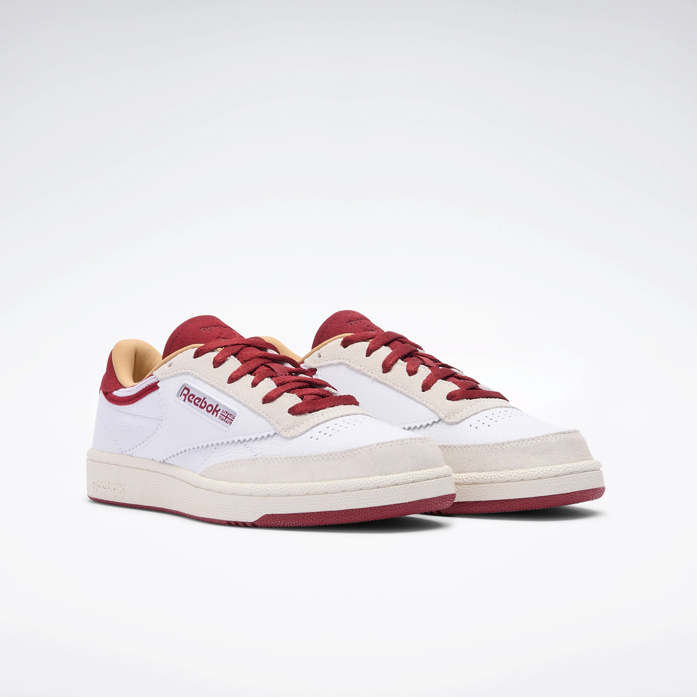 Sneaker REEBOK CLASSIC "CLUB C 85", Gr. 40, weiß, retrorot, chalk, Leder, Synthetik, Sportlich, Schuhe