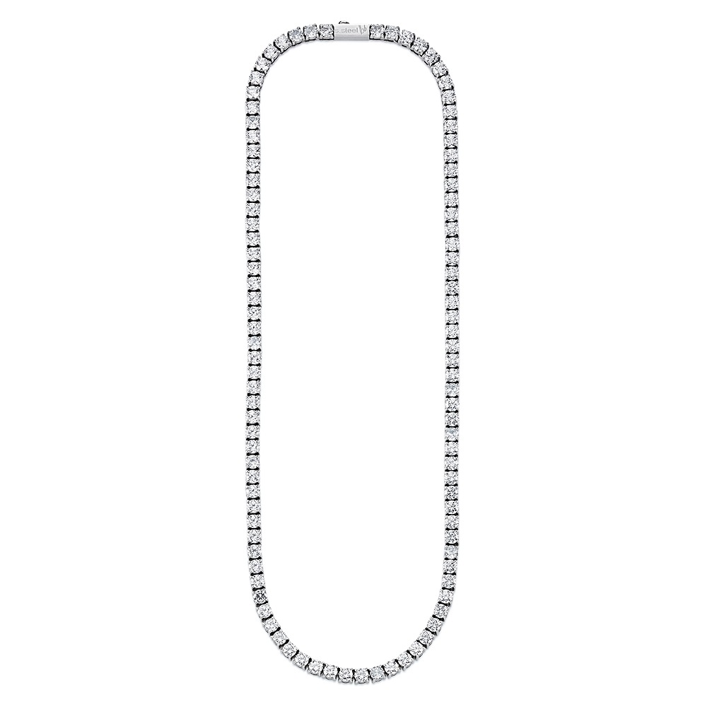 Edelstahlkette BRUNO BANANI "Schmuck, Geschenk, Tenniskette", edelstahlfarben, kristallweiß, Halsketten, Damen, Edelstahl, L: 45 B: 4mm, mit Zirkonia (synth.), B:4mm Image