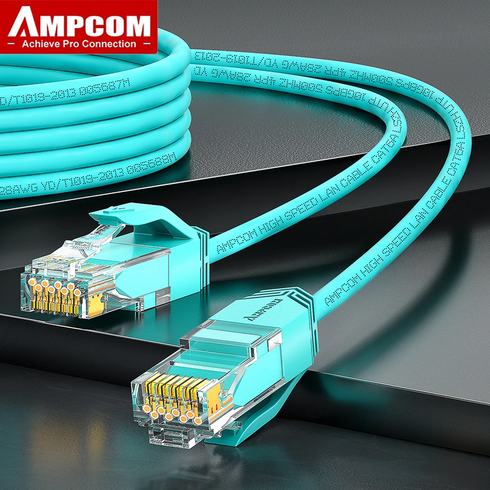 AMPCOM Ultra Slim Lan Cable, CAT6A RJ45 Ethernet Cable UTP RJ 45 Networking Cable Patch Cord for Computers Modem Router