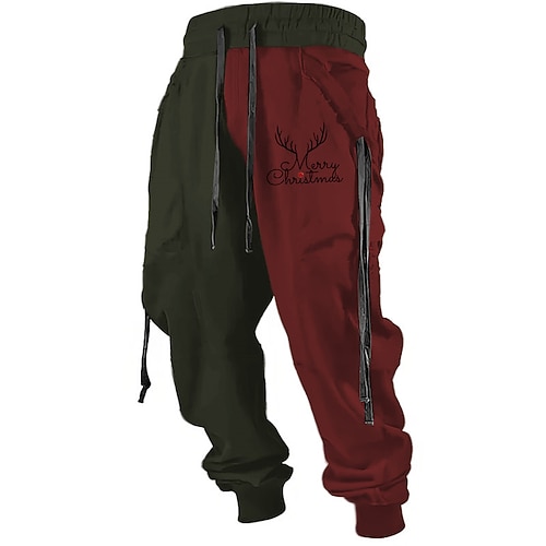 lettera alce casual pantaloni della tuta con stampa 3d da uomo pantaloni da jogging pantaloni da strada all'aperto casual quotidiano brutto poliestere vino blu marrone s m l pantaloni elastici a vita