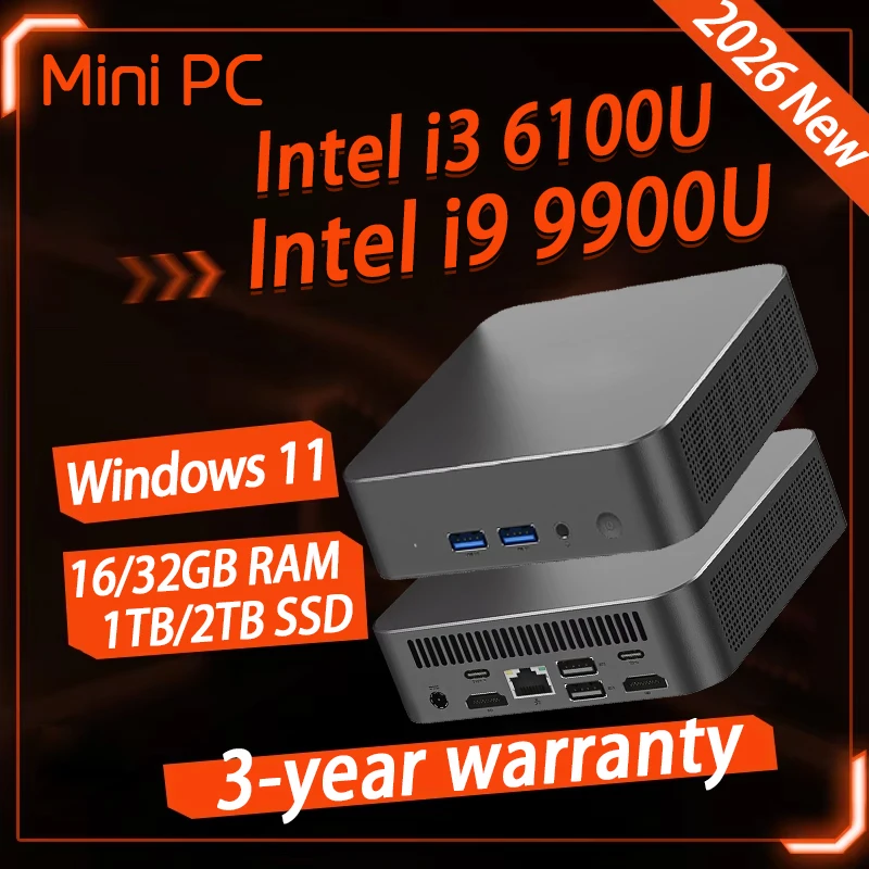 Intel i9 8950HK Mini-PC Windows 11 Core i3 6100U 16GB LPDDR4 512GB 1TB M.2 SSD WIFI6 BT5.2 Büro- und Lern-Desktop-Computer PC Image