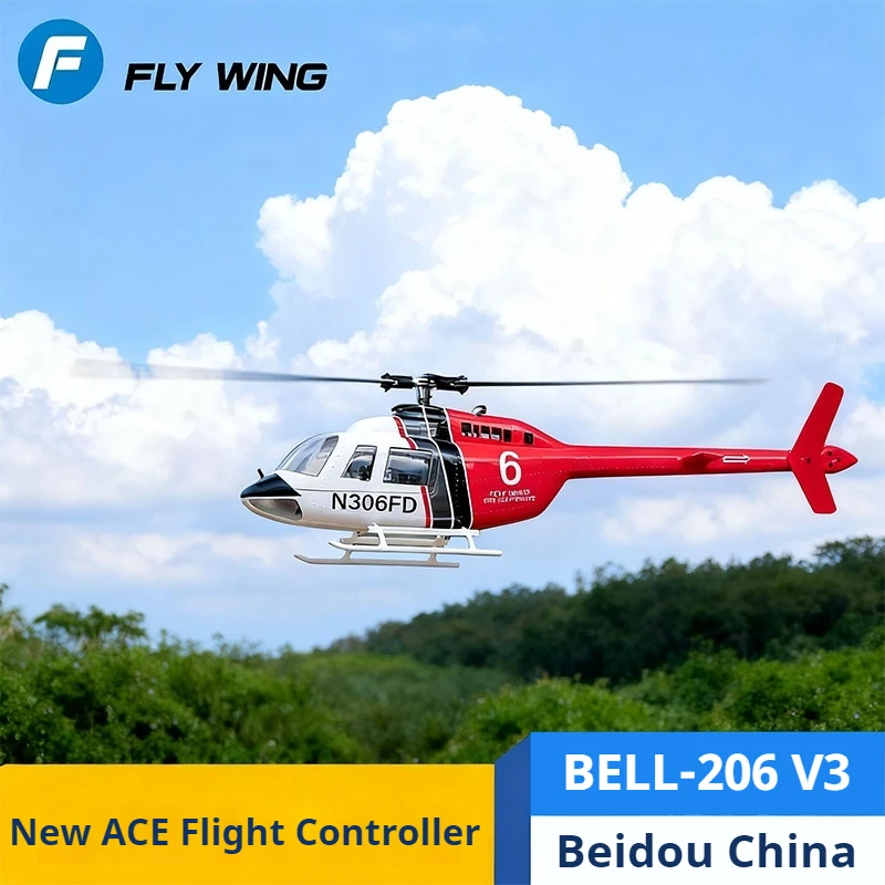 FLYWING NEW BELL 206 V3 Simulierter ferngesteuerter Modellhubschrauber NEU ACE Flight Control GPS-Positionierung One-Click Return RTF