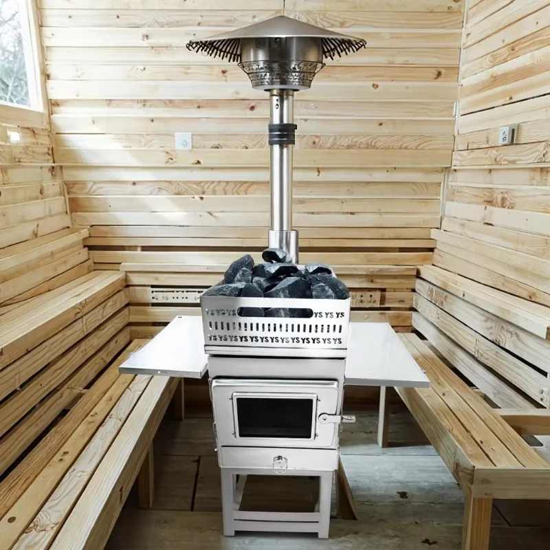 Klappbarer Saunaofen für den Außenbereich für Zelte | Feuerheizung aus Holz mit doppeltem Verwendungszweck und Kaminrohr, Camping-Saunaofen aus Edelstahl