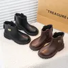 Kinder-Freizeitstiefel, mittelhohe Stiefel, PU-Leder, Winterschuhe für Mädchen, rutschfest, dicker Boden, warm, braun, schwarz, Schuhe, Größe 26–37