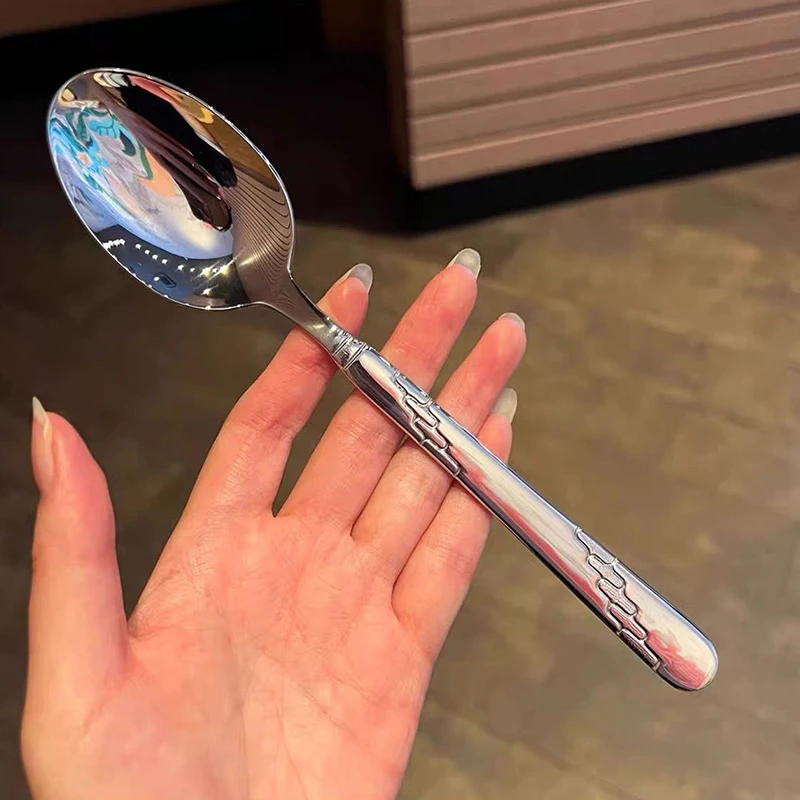 1Pc Edelstahl Reis Löffel Langen Griff Rühren Dessert Abendessen Löffel Küche Zubehör Gadgets