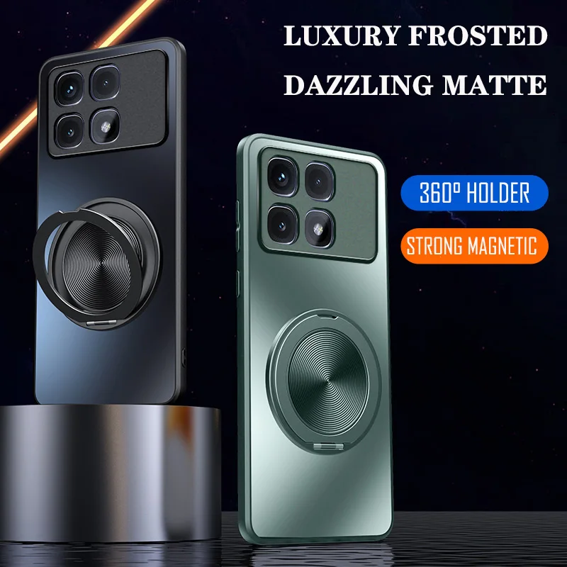 Per Xiaomi Poco F3 F5 F6 X6 Pro Custodia rigida opaca con anello Custodia protettiva posteriore magnetica per Poco X6 Pro Custodia per telefono