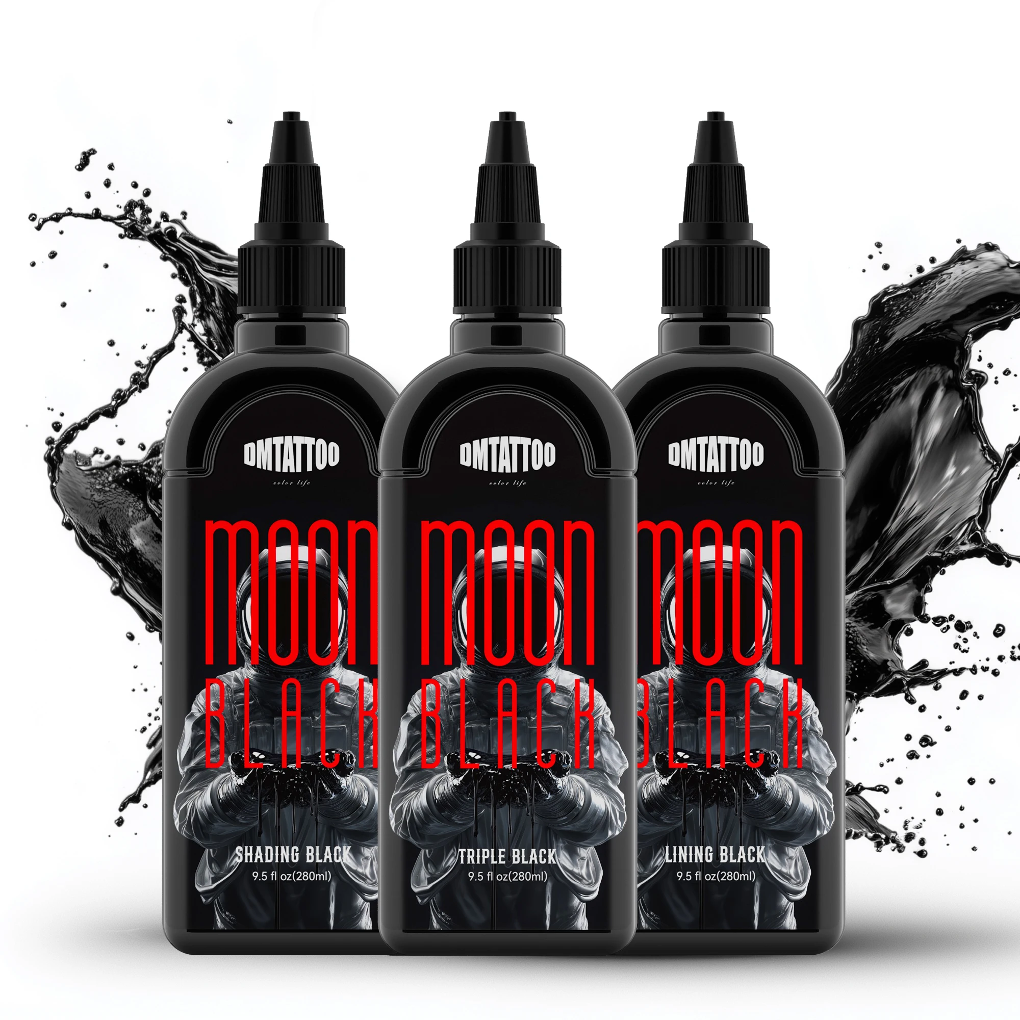 DM 9,5 Unzen/280 ml schwarze Tattoo-Tinte, dreifach/futter/schattierend, schwarzes Pigment, Premium-Tattoo-Tinte, Zeichnung, Teng, schwarzes Tattoo-Material ﻿ Image