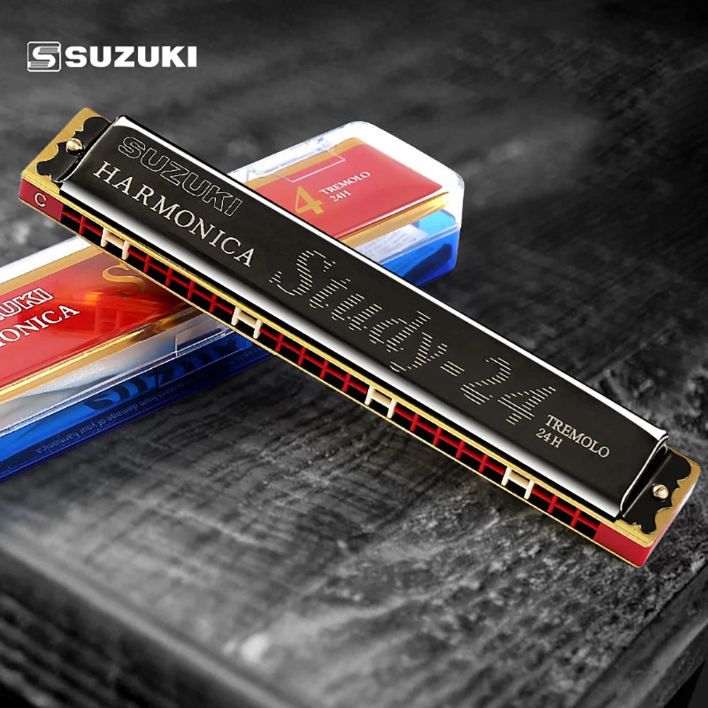 Suzuki Tremolo Mundharmonika 24-Loch C Mundharmonika Professionelle Blues Harfe Anfänger Phosphor Bronze Mundharmonika Kit Image