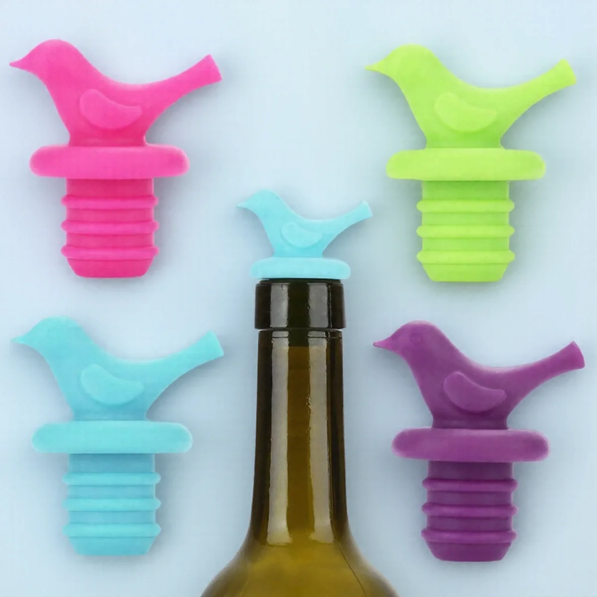 1PC Silikon Wein Stopper Flasche Kappe Hochzeit Geschenk Wein Spender Bar Küche Werkzeug Vogel Form Wein Kork Zubehör Image