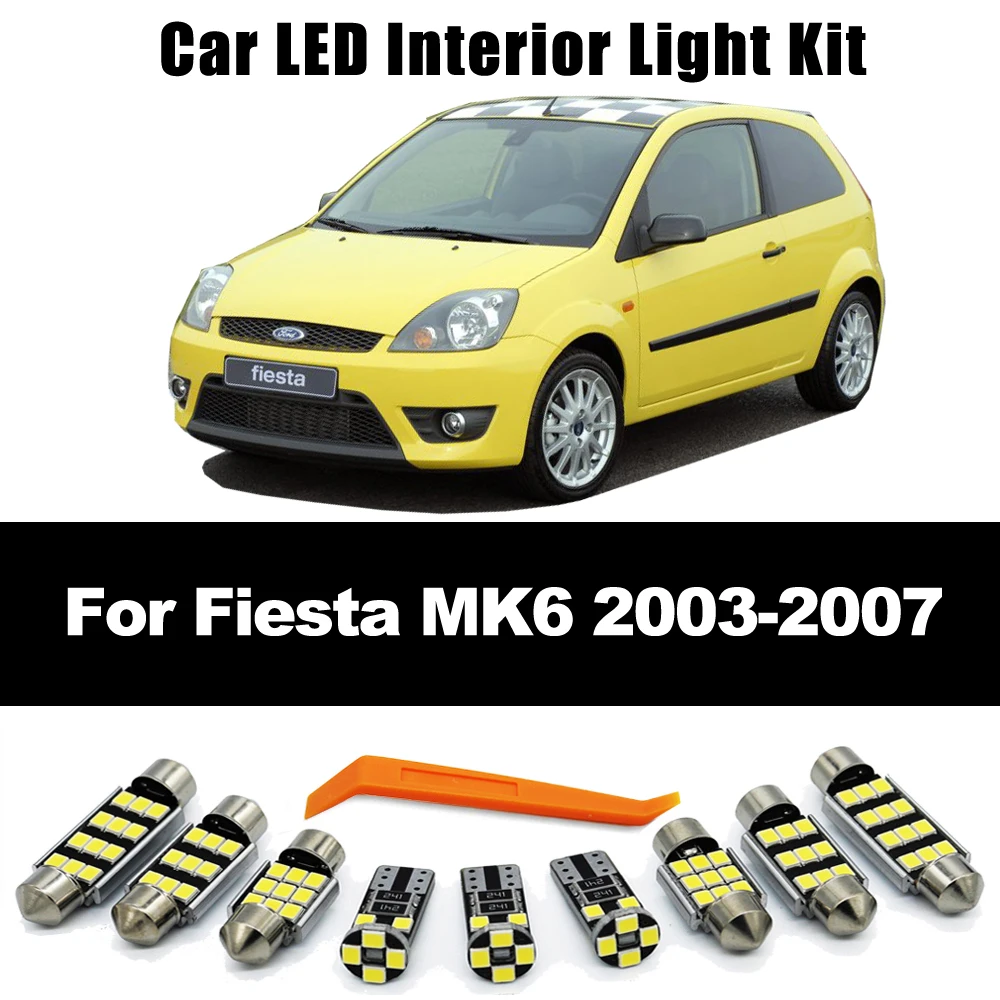 13 Pz Canbus Per Ford Fiesta MK6 2003 2004 2005 2006 2007 LED Interni Cupola Mappa Luce Tronco Lampada Targa Kit Auto HA CONDOTTO LA Lampadina