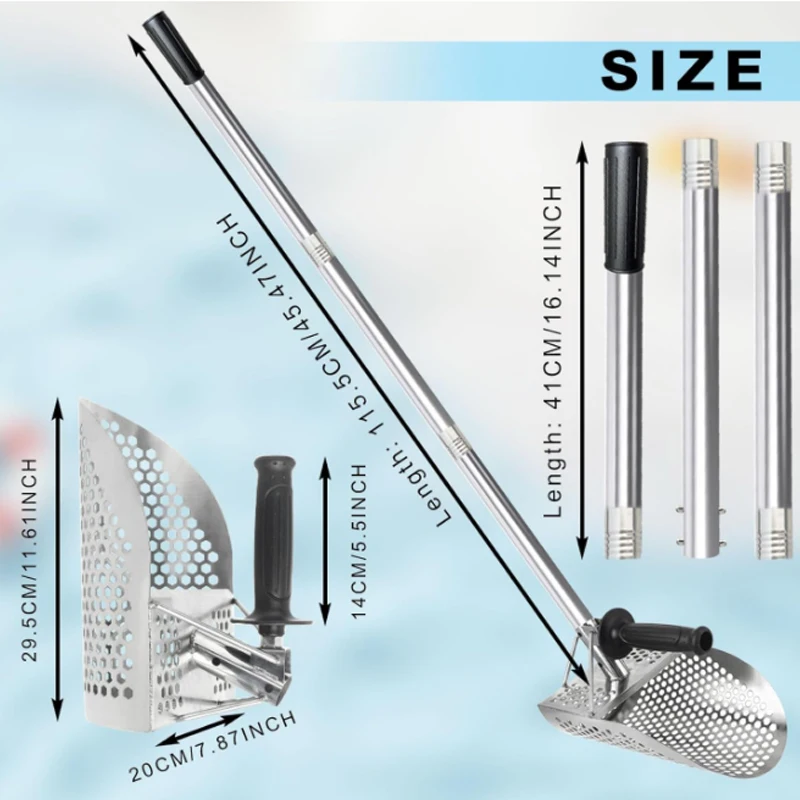 Beach Treasure Hunt Sandlöffel mit langem Griff, robuster Sandlöffel zur Metallerkennung aus Edelstahl mit langem Griff Image