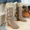 Keilabsatz Erhöhte Warme und Bequeme Casual frauen Schuhe Winter Cross Strap Mode Stiefel Botas Mujer Chaussure Femme
