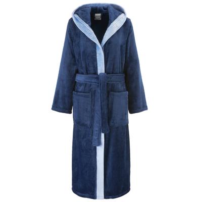 Unisex-Bademantel OTTO HOME "Miia, ideal für Sauna, Spa & im Urlaub" Gr. M, blau (marine), L:120cm in Gr. M, Microfaser, Hausmäntel, weich und kuschelig, plüsch, für Damen und Herren, S-XL Image