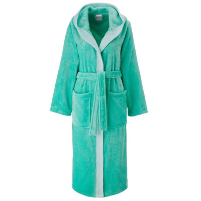 Unisex-Bademantel OTTO HOME "Miia, ideal für Sauna, Spa & im Urlaub" Gr. S, blau (türkis), L:120cm in Gr. S, Microfaser, Hausmäntel, weich und kuschelig, plüsch, für Damen und Herren, S-XL Image