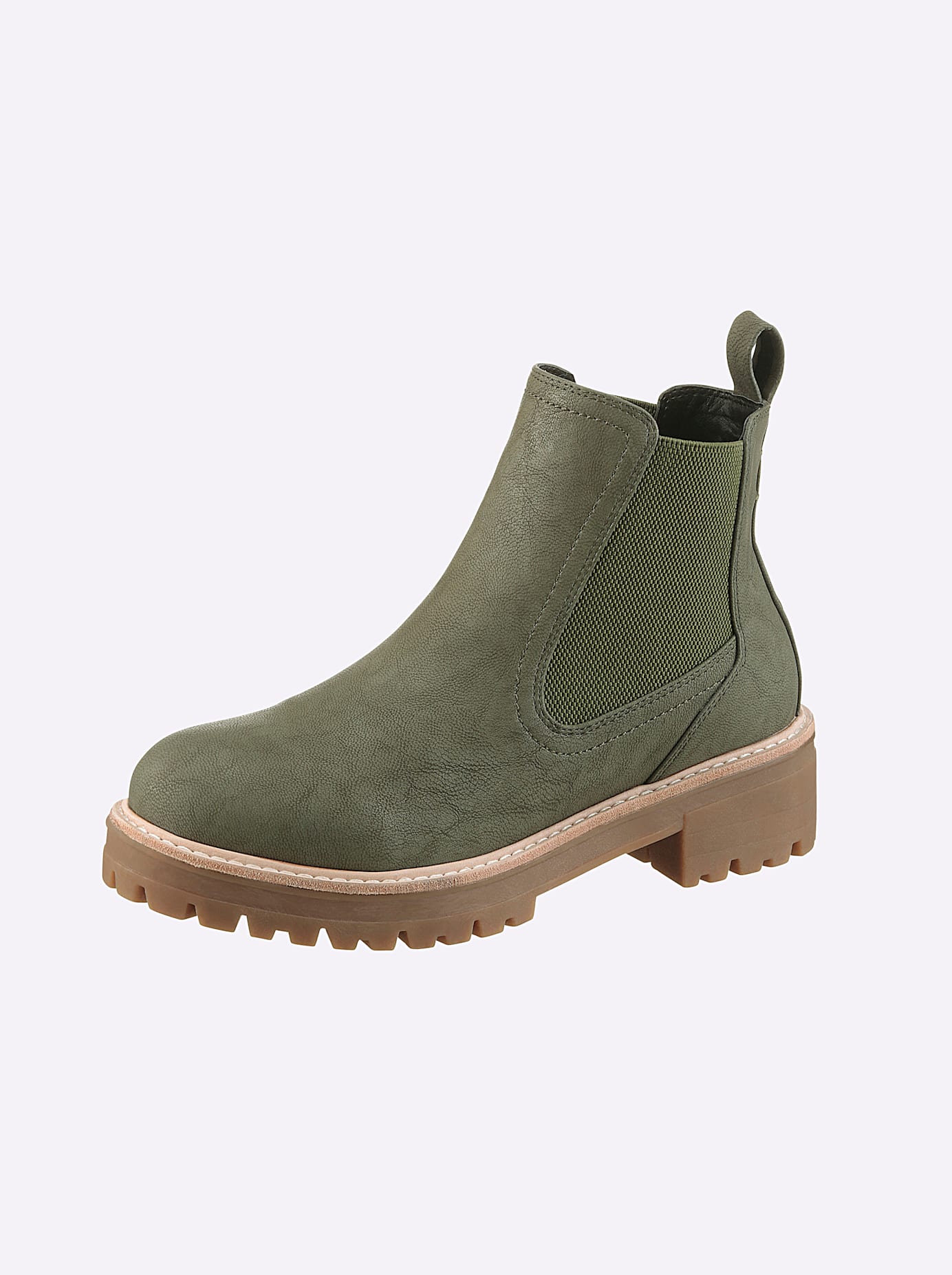 Stiefelette HEINE, Damen, Gr. 40, grün (khaki), Synthetik, Modisch, Schuhe