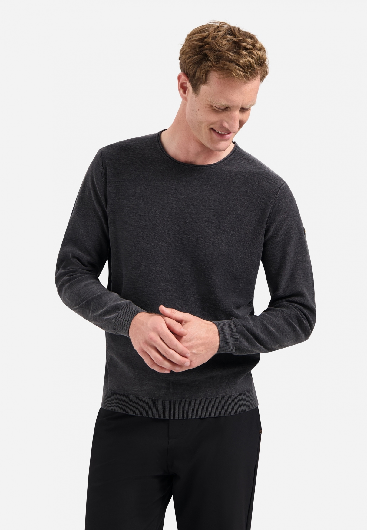 Rundhalspullover NO EXCESS "No Excess Rundhalspullover von Timeless Basics", Herren, Gr. M, schwarz, 100% Baumwolle, Pullover Rundhalspullover