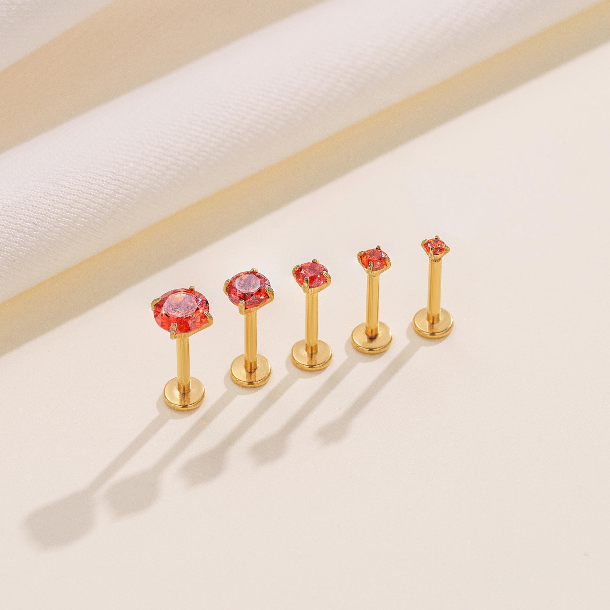 Boucles d'oreilles en zircone couleur orange titane * Boucles d'oreilles à dos plat * Boucle d'oreille hélicoïdale * Boucle d'oreille tragus * Boucle