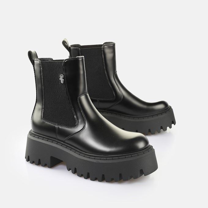 Buffalo Aspen Chelsea Damen Schwarze Stiefel