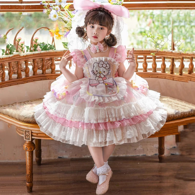 Sanriou robe Hello Kitty Lolita filles jupe de fête fille robe pour enfants vêtements pour enfants filles vêtements Kawaii Anime cadeau d
