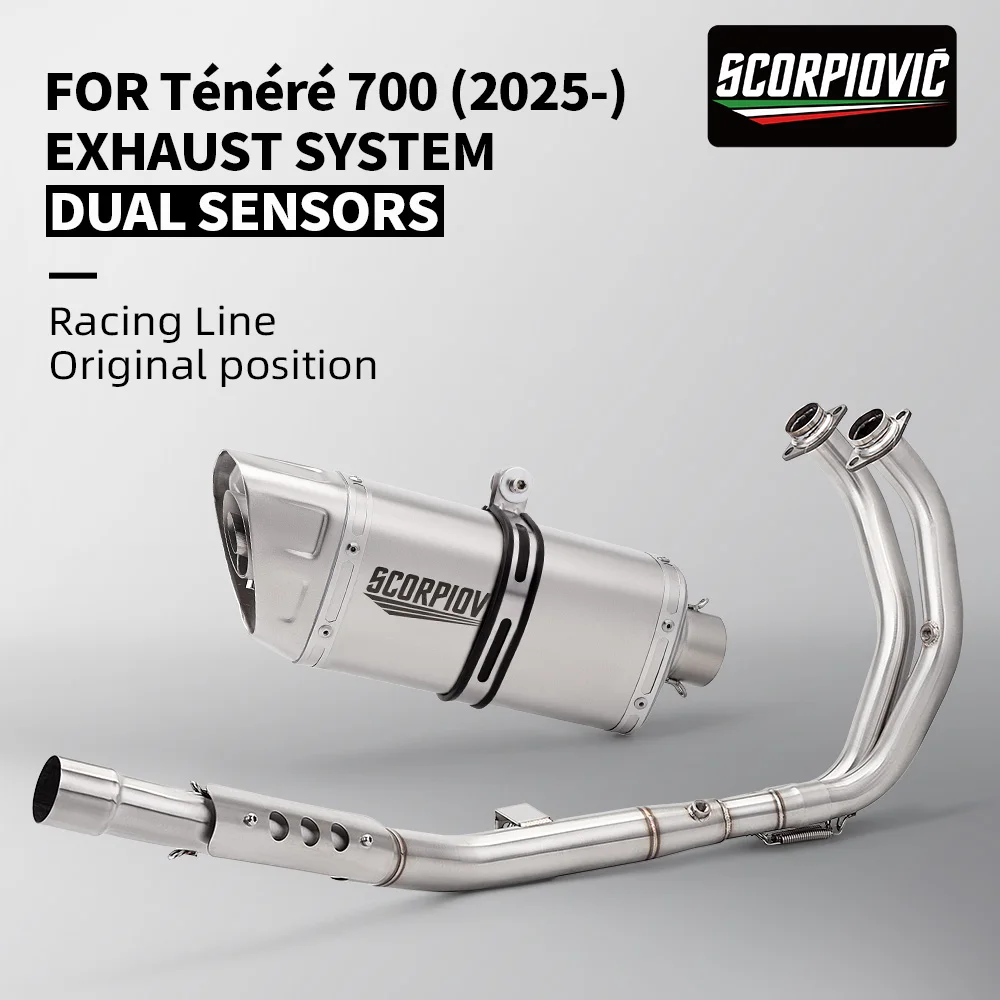 Per Tenere 700 2019-2025 T7 T700 XTZ 690 700 Fuga Slip-on Silenziatore Di Scarico Moto Ad Alta Posizione Metà di Collegamento Tubo 51mm