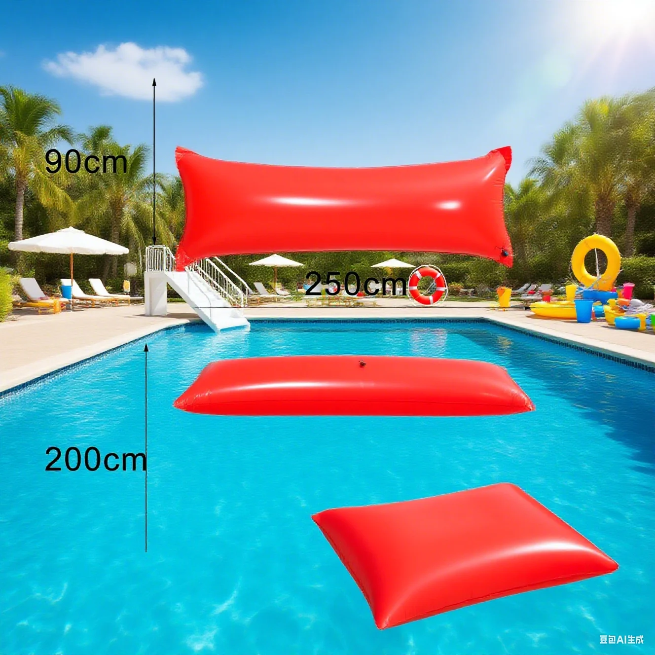 Oreillers de piscine résistants au froid, empêchent l'accumulation d'eau pour grandes piscines hors sol, 200x250x90cm/180x230x90cm, accessoires de piscine