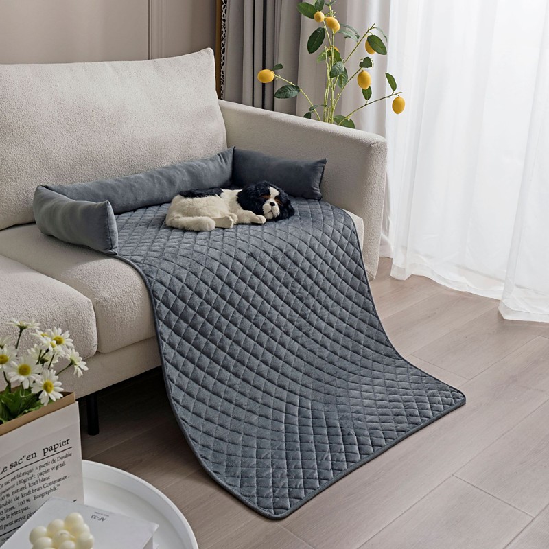 Cushion For Pet Sofa Mat Non Slip PVC Coated Quilted Suede Dog Cat Bed Pad Comfortable Protective Cover Washable Home Furniture Pet Supplies Sleeping Nest