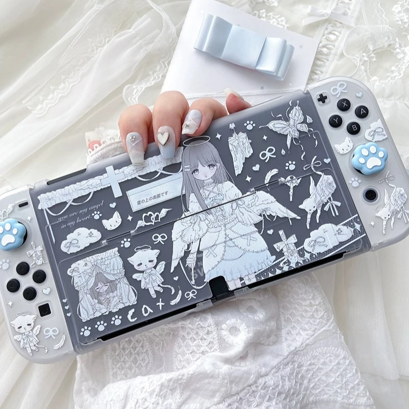 Niedliche Switch-Hülle für Nintendo Switch 2-Konsole, OLED/Lite-Abdeckung, Joy-Con-Controller-Hülle mit Ständer, Kawaii-Switch-Hülle für Mädchen Image