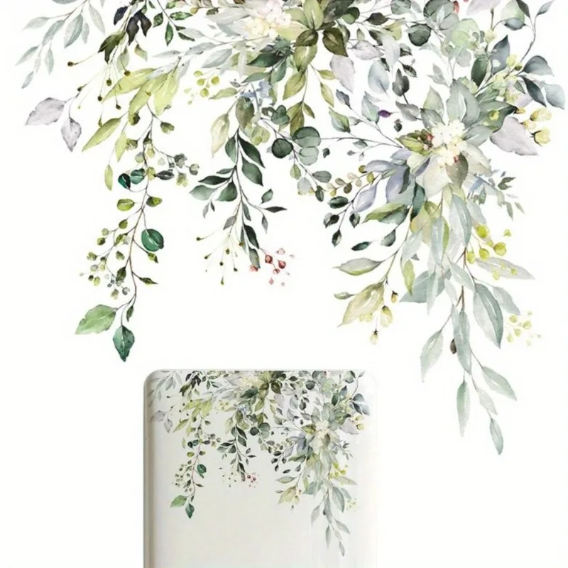 Grüne Pflanze Blume Wandaufkleber DIY selbstklebende Aufkleber Badezimmer Toilette Dekor Aufkleber Schrank Dekoration selbstklebende Wandbild Image